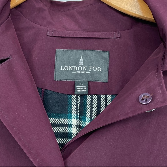 London Fog Womens Hooded Topper Jacket Size Large Burgundy - Picture 5 of 10